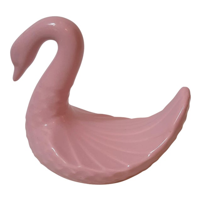 Mid Century Ceramic Pink Swan For Sale