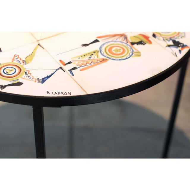 Roger Capron Circular Coffee Table with Warrior Decor by Roger Capron, 1960s For Sale - Image 4 of 11