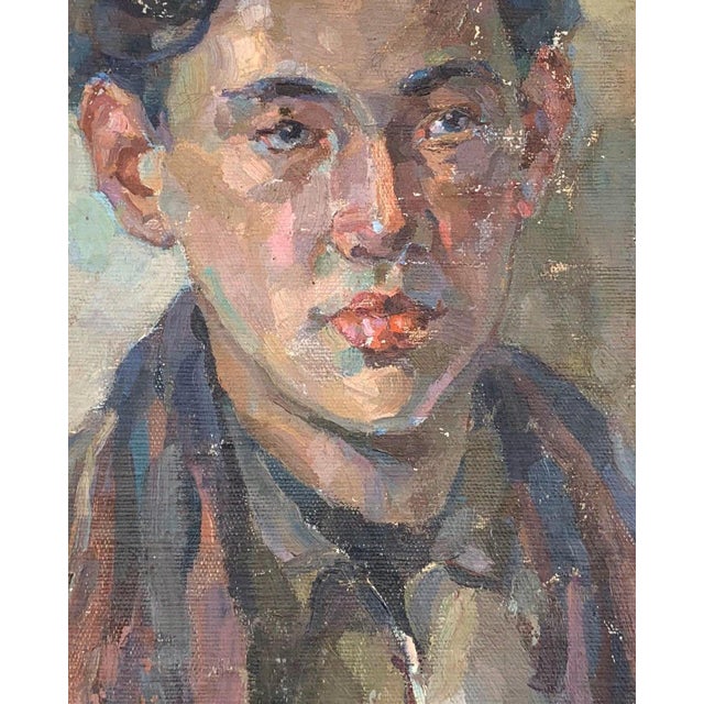 Vintage Male Portrait Oil Painting, Ukrainian Art, 1970s 43-34 For Sale - Image 4 of 6