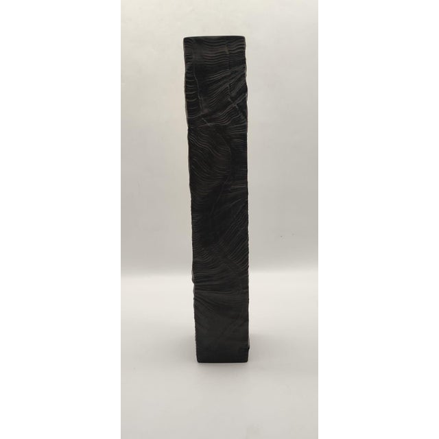 Large Mid-Century Brutalist Column Vase in Black Bisque Porcelain by Martin Freyer for Rosenthal, 1970s For Sale - Image 6 of 11