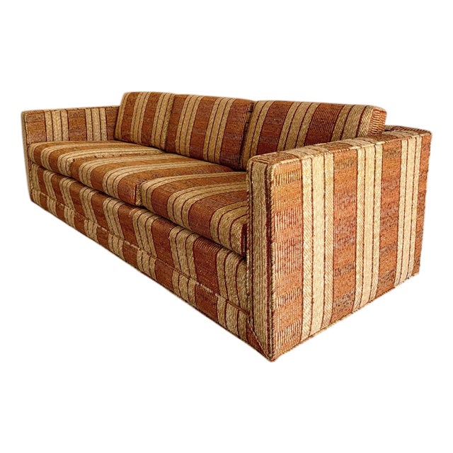 Mid Century Modern Founders Furniture Nubby Striped Sofa For Sale
