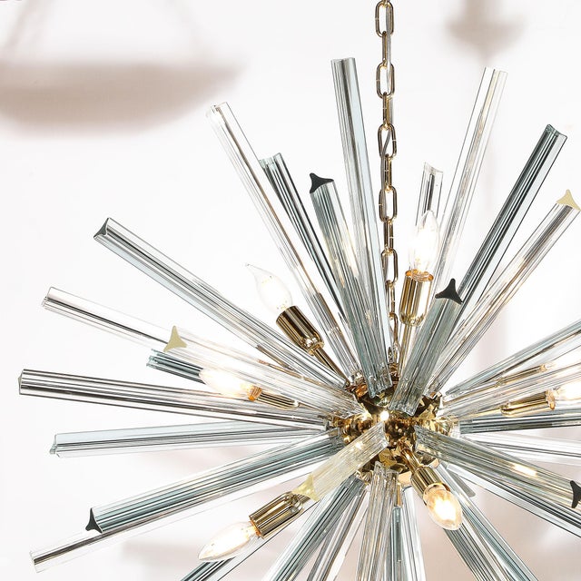 Metal Modernist Hand-Blown Murano Smoked Aquamarine Camer Glass Sputnik Chandelier For Sale - Image 7 of 12
