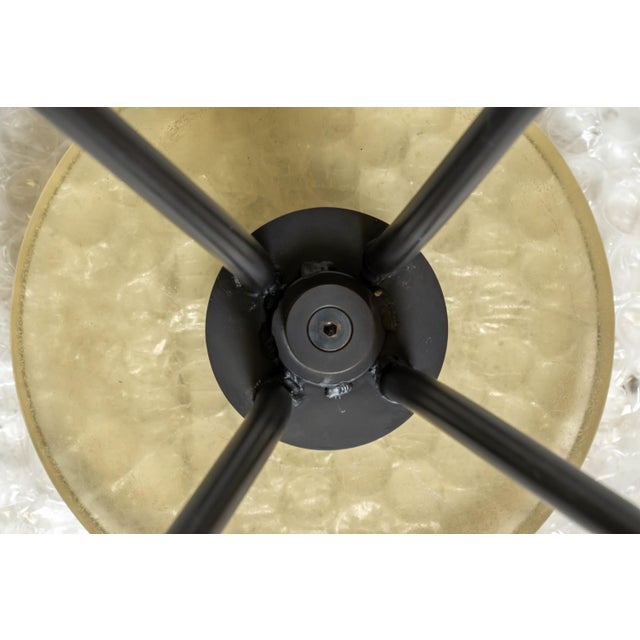 Metal 2010 Attributed to Holly Hunt Alison Berger 2 Glass Seat Counter Stools For Sale - Image 7 of 10