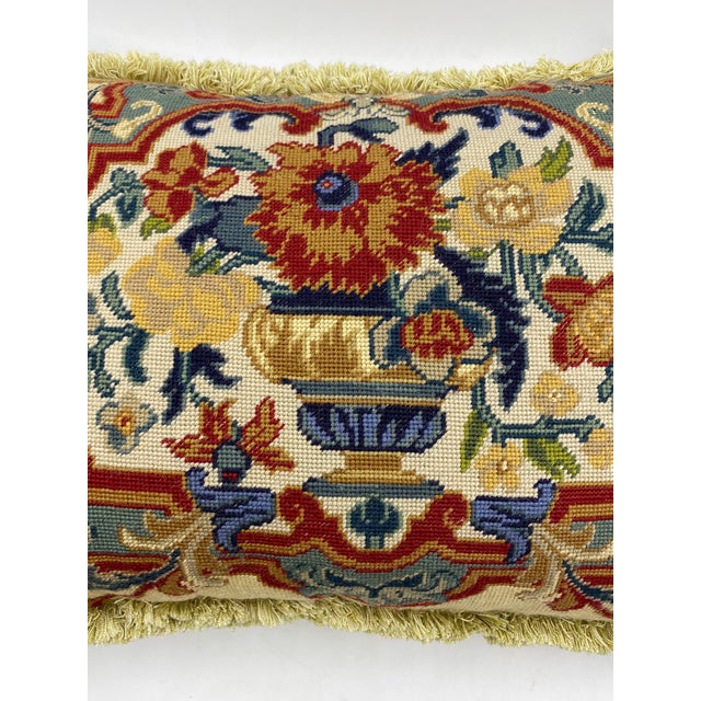 1990s Chelsea Textiles Needlepoint Lumbar Pillow Chairish