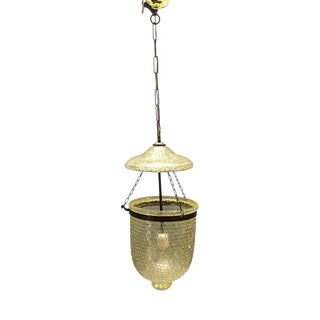 Vintage Iridescent Glass Mosaic Pendant Light with Bronze Fittings, 1960s For Sale