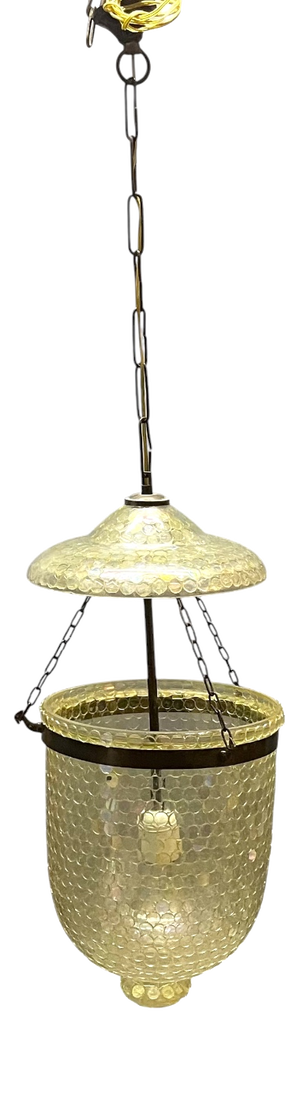 Vintage Iridescent Glass Mosaic Pendant Light with Bronze Fittings, 1960s