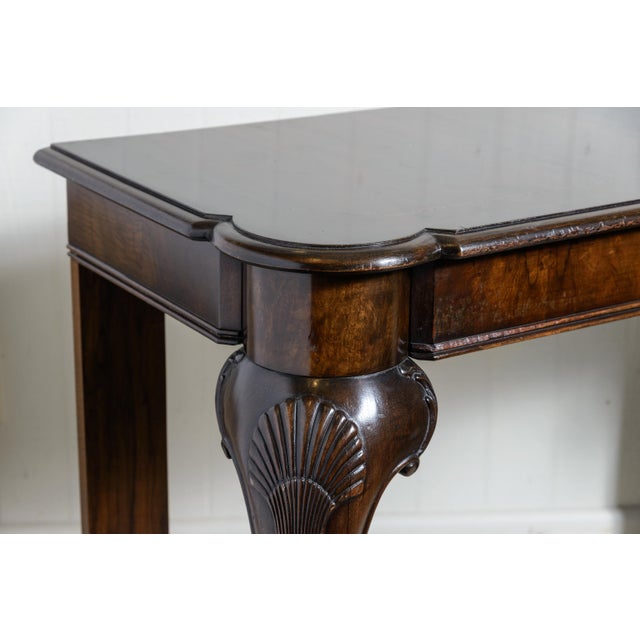 Wood Transitional English/ Irish Mahogany Consoles-a Pair For Sale - Image 7 of 8