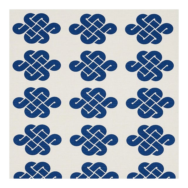 Schumacher Penelope Knot Fabric in Blue For Sale