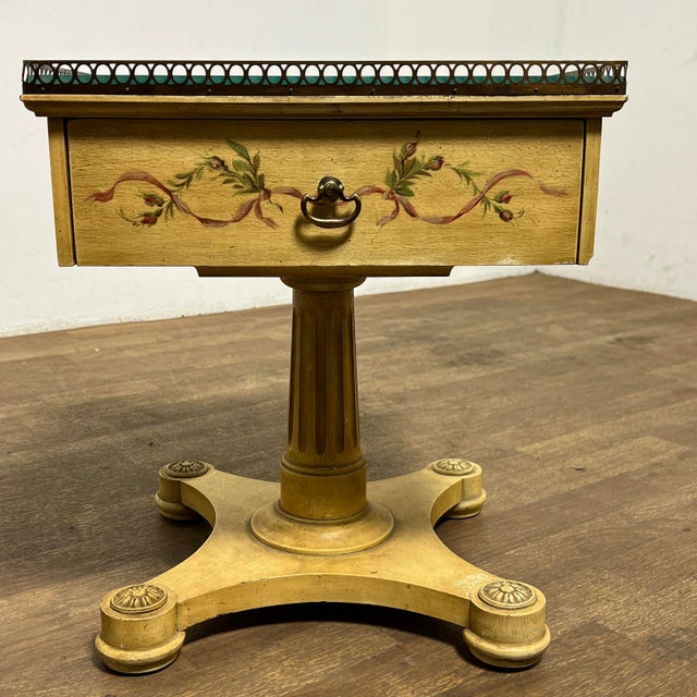 Mustard Pair of Mid-Century Regency Revival Side Tables Circa 1960s For Sale - Image 8 of 9