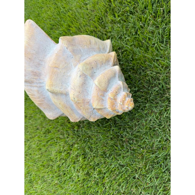 Vintage Oversized Hand-Painted Oversized Conch Shell Sculpture For Sale - Image 9 of 12