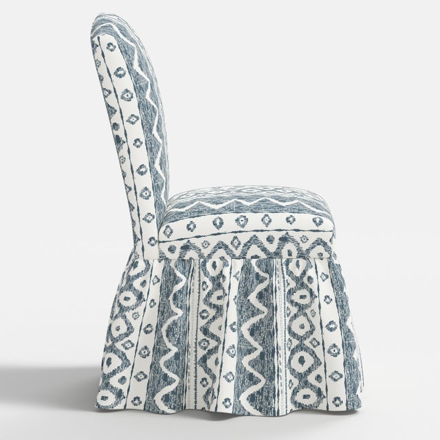 Not Yet Made - Made To Order Ruffle Camel Back Dining Chair in Linny Ikat Slate For Sale - Image 5 of 7