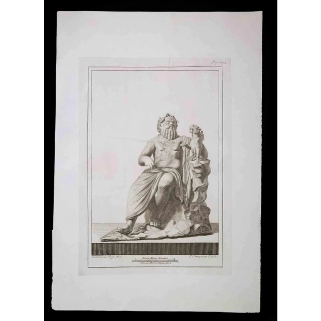 Ancient roman statue, from the series "antiquities of herculaneum", is an original etching on paper realized by p. Campana...