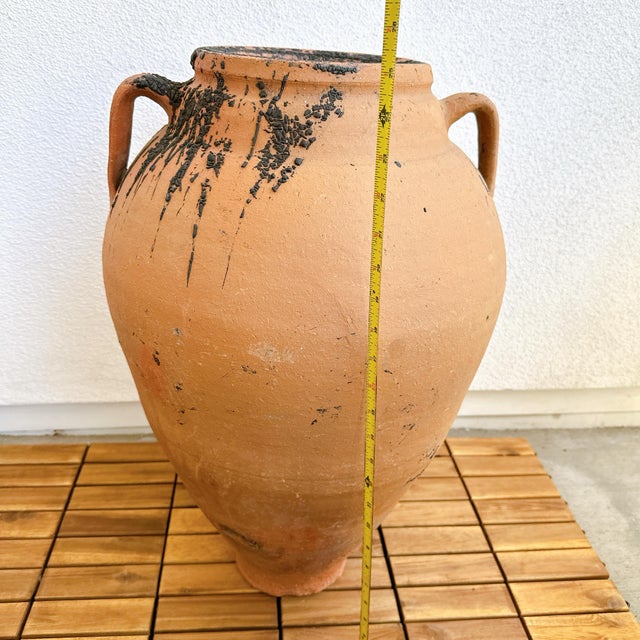Mediterranean Extra Large 19th Century Antique Mediterranean Terracotta Olive Oil Storage Urn Jar Pot With Handles For Sale - Image 3 of 8