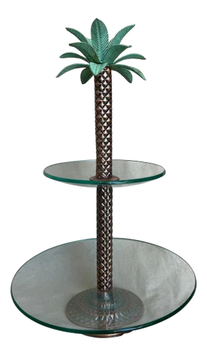 Vintage 2-Tier Glass & Copper Pineapple Serving Stand