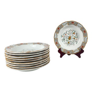 Soup Plates with Rouen Sainfoin Pattern from Gien, 1990, Set of 10 For Sale