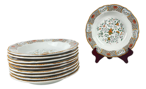 Soup Plates with Rouen Sainfoin Pattern from Gien, 1990, Set of 10