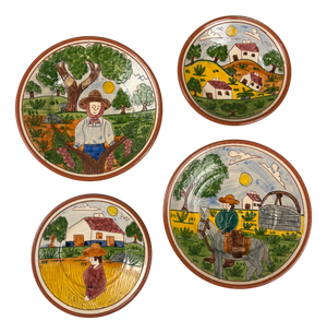 Hand-Painted Ceramic Plates by Vital Janeiro, Portugal, 1970s, Set of 4