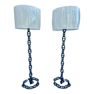 Antique Chain Link Floor Lamps - A Pair For Sale