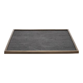 Extra Large Square Tray in Black Shagreen With Bronze Patina Brass by Kifu Paris For Sale