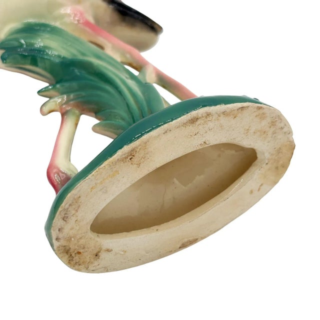 Ceramic 1950s California Pottery Tropical Ceramic "The Stroller" Pink Flamingo Figurine For Sale - Image 7 of 7
