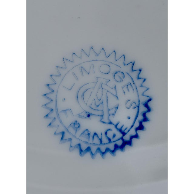 Antique Limoges French Porcelain Plate Floral Garlands Blue Bows Ribbons Gilt For Sale - Image 15 of 16