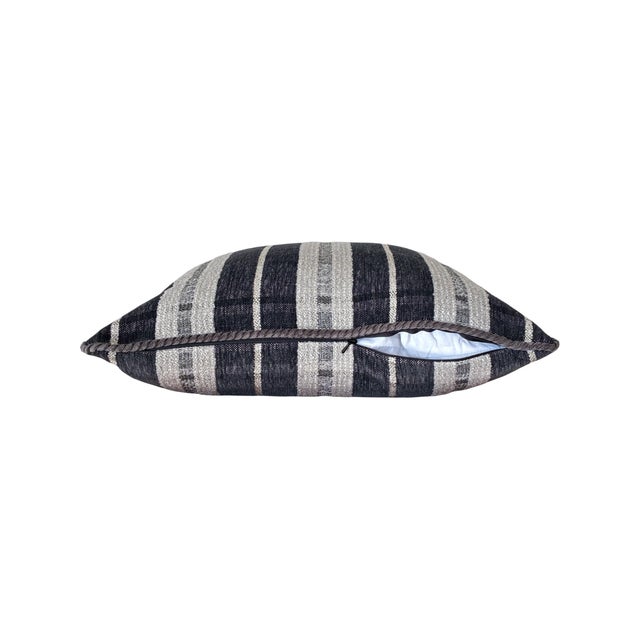 Kenneth Ludwig Chicago Roper Charcoal 20x20 Down Filled Pillow For Sale - Image 4 of 11