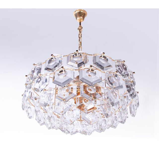 Gold-Plated Kinkeldey Chandelier in Crystal & Brass, Germany, 1960s For Sale - Image 9 of 14