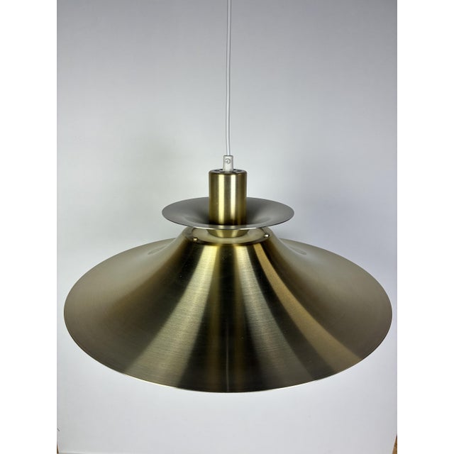 Brushed Metal Pendant Lamp by Frandesen Light, 1970s For Sale - Image 3 of 4