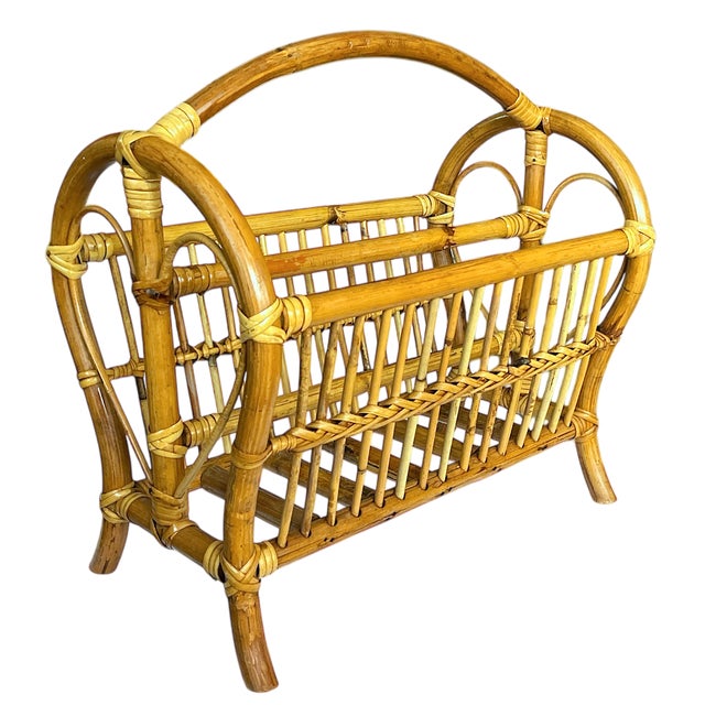 Beautifully crafted rattan and bamboo magazine rack, a perfect blend of natural materials and sculptural design. Featuring...