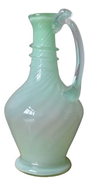 Bohemian Blown Glass Carafe in Light Green, 1940s