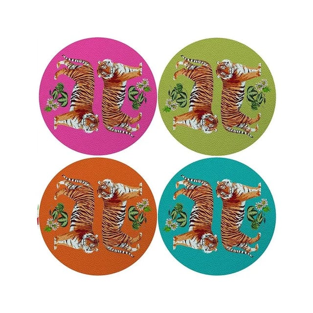 NMC pebbled vinyl leather coasters have patterns on the front and off-white on the back. These coasters can be used...