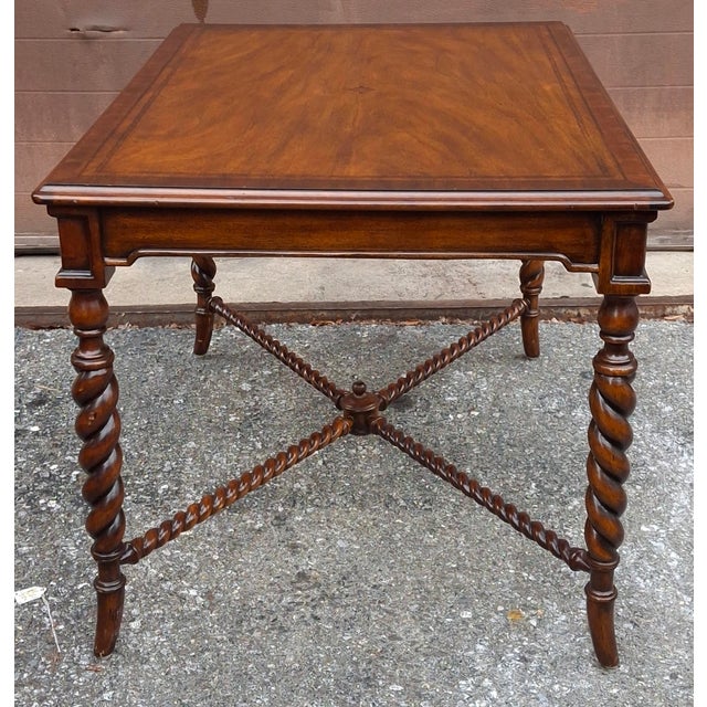Wood Late 20th Century Maitland-Smith Banded Mahogany Barley Twist Legs Side Table For Sale - Image 7 of 15