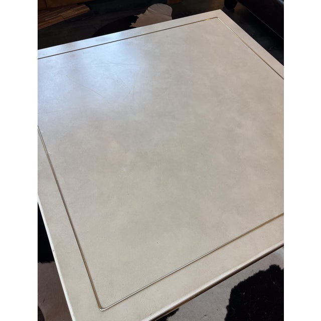 1980s Vintage Ming Leather and Brass Coffee Table For Sale - Image 5 of 6