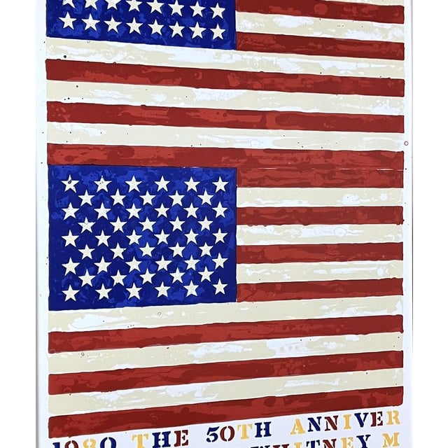 Jasper Johns Two Flags 1980 Original 50th Anniversary of the Whitney Museum of American Art Exhibition Poster For Sale In New York - Image 6 of 10