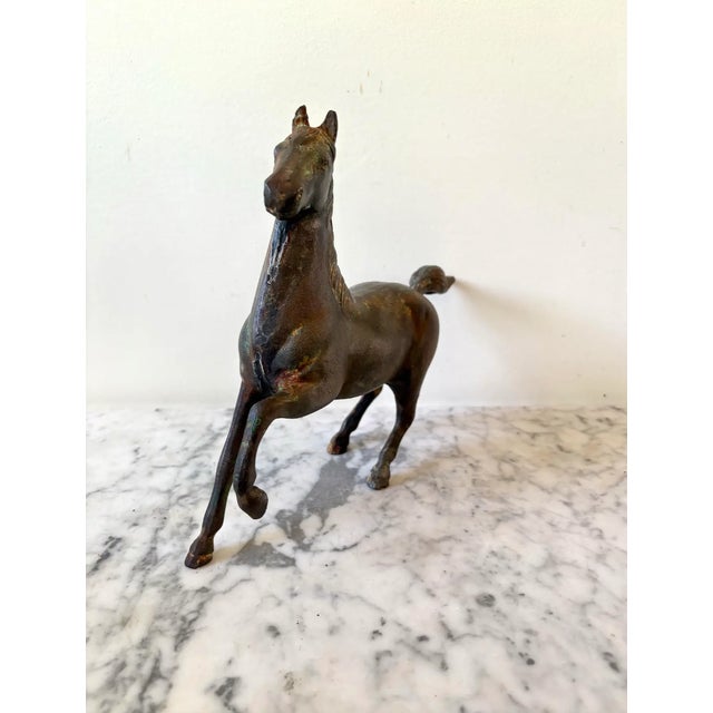 Traditional Vintage Bronze Galloping Horse Sculpture For Sale - Image 3 of 6
