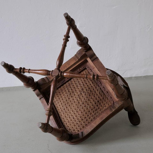 Antique Carved Corner Chair with Leather Seat For Sale - Image 9 of 10