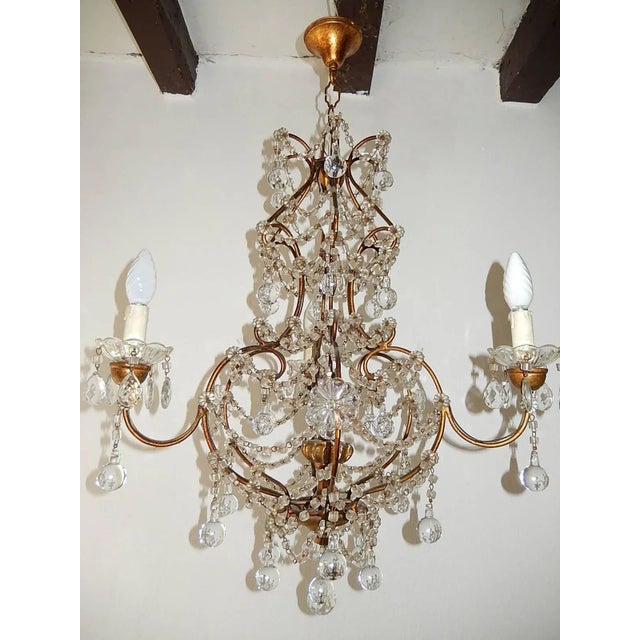 Wood French Murano Drops Crystal Prisms Chandelier For Sale - Image 7 of 9