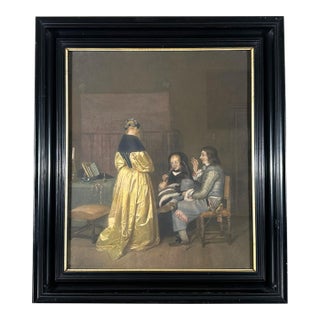 After Gerard De Borch, the Gallant Conversation, Framed Fac-Simile Print For Sale