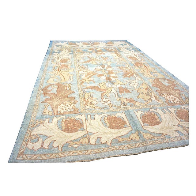 Traditional 21st Century Turkish Donegal Oushak 8x11 Blue, Ivory, & Clay Area Rug #1140682 For Sale - Image 3 of 11