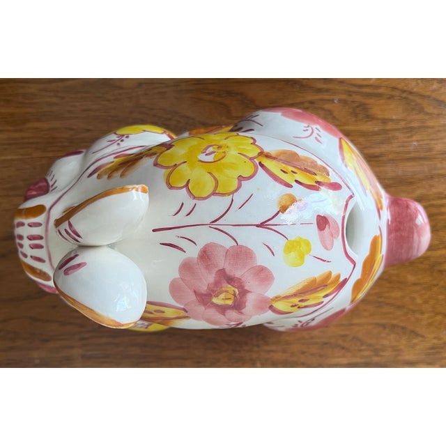 1980s Vintage Hand-Painted Faience Rabbit Tureen For Sale - Image 5 of 10