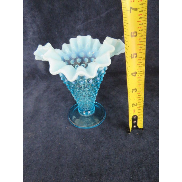 Fenton Hobnail Aqua Blue Opalescent Small Ruffled Vase Chairish