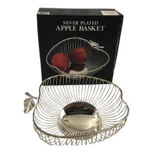 Vintage 1990s Silver Plated Apple Basket