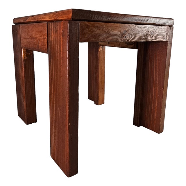 Mid-Century Modern Vintage Pine Step Stool Side Table , 12" H For Sale - Image 3 of 8