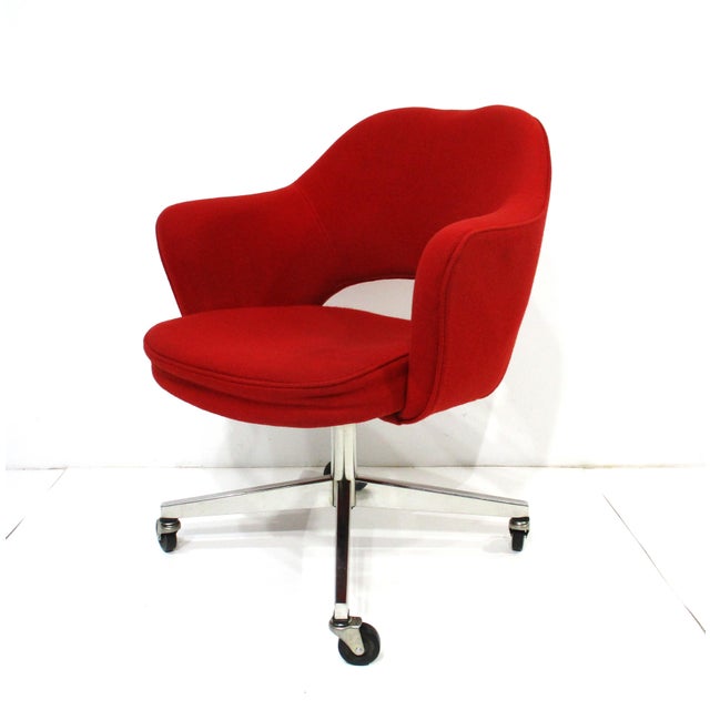 Mid 20th Century 6 Eero Saarinen Upholstered Rolling Vintage Dining Chairs for Knoll For Sale - Image 5 of 16