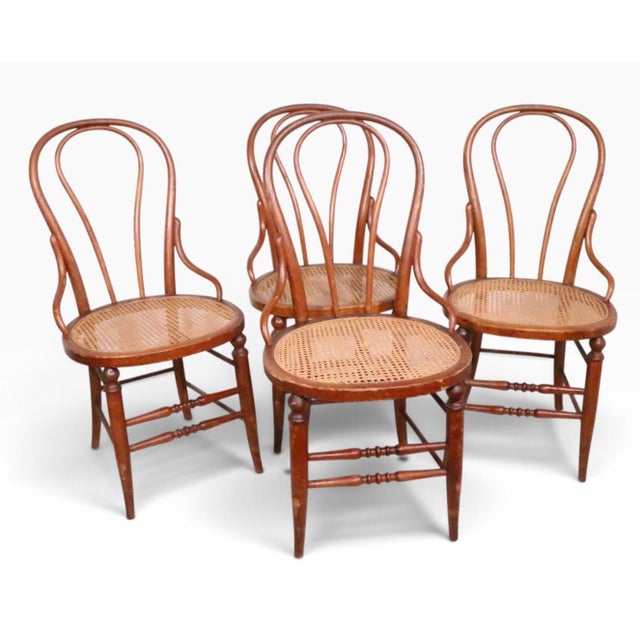 Victorian Set of Four Late 19th Century Bentwood Bistro Cafe Dining Chairs For Sale - Image 3 of 14