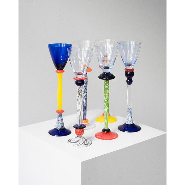 A series of Murano glass goblets created for Bisazza in collaboration with Italian artist Mimmo Rotella, 1997. Rotella was...