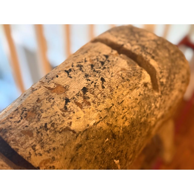 Cream Antique Hand-Carved Wooden Rocking Horse With Original Painted Finish For Sale - Image 8 of 8