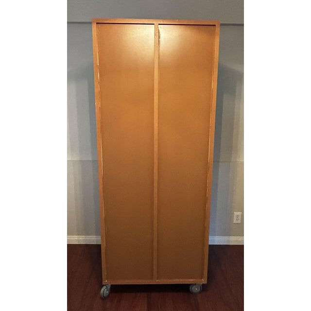 2000s Modern Mobile Cherry 10-Cubby Shelving Unit on Industrial Casters For Sale - Image 10 of 11