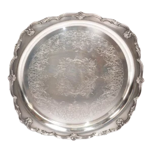 Wilcox 1940s English Silver Serving Platter Ornate Wilcox International Silver Company