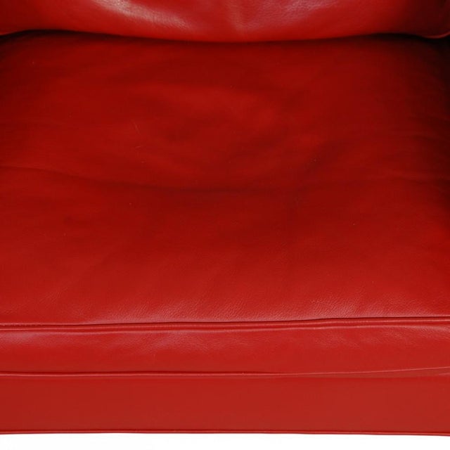 Set of Model 2204 Wingchair and Ottoman in Red Leather by Børge Mogensen, 2000s For Sale - Image 6 of 18